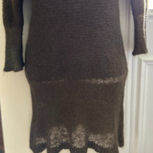 Cotélac Mohair Sweater Dress Tunic with Scoop Neck Olive Size 4 (US 12) - Picture 4 of 12